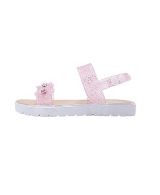 Girls PCU sandal with Glitter Flower snd RS