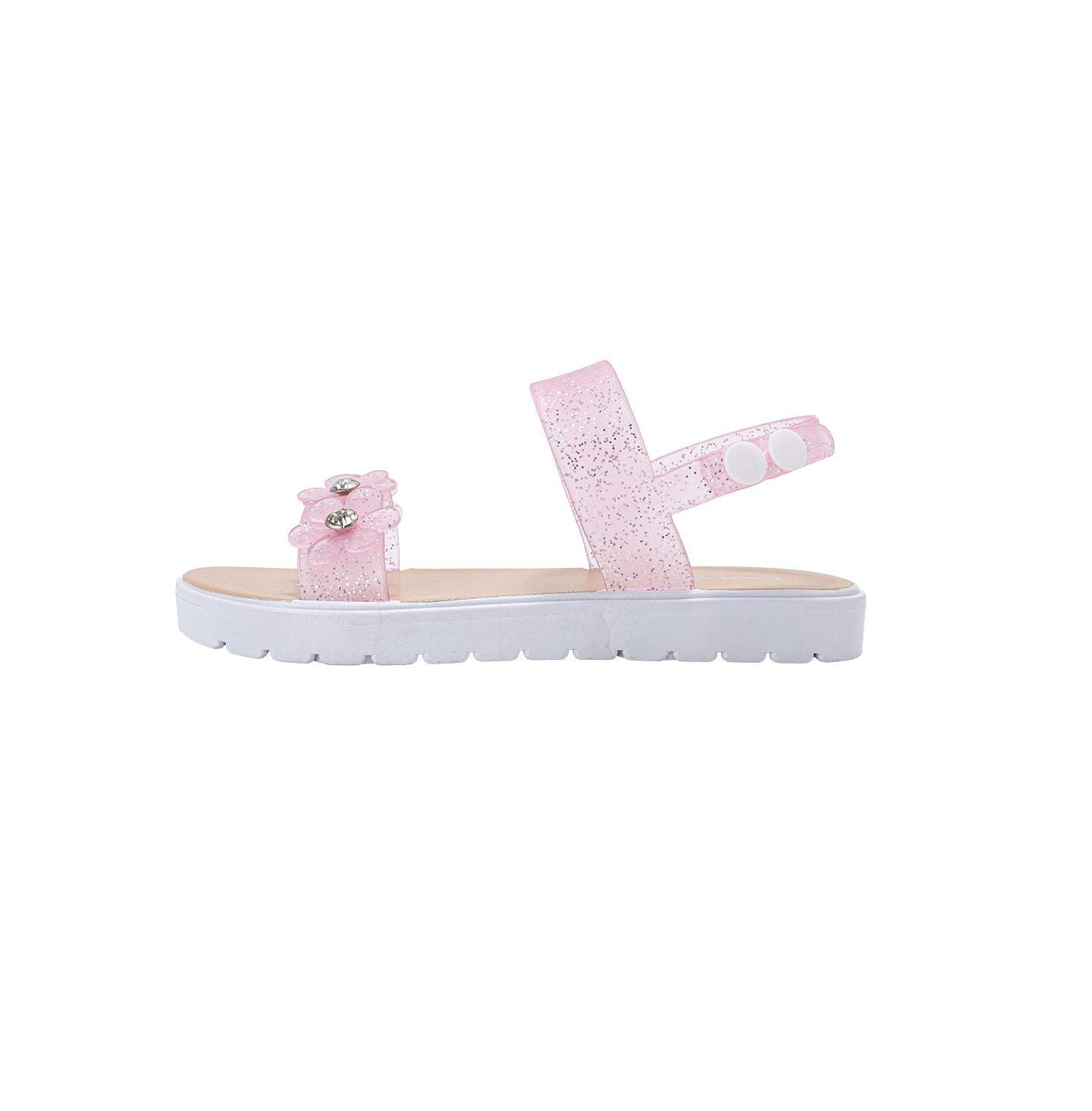 Сандалии Bebe PCU sandal with Glitter Flower snd RS для девочек, цвет: Пудровый — фото 4
