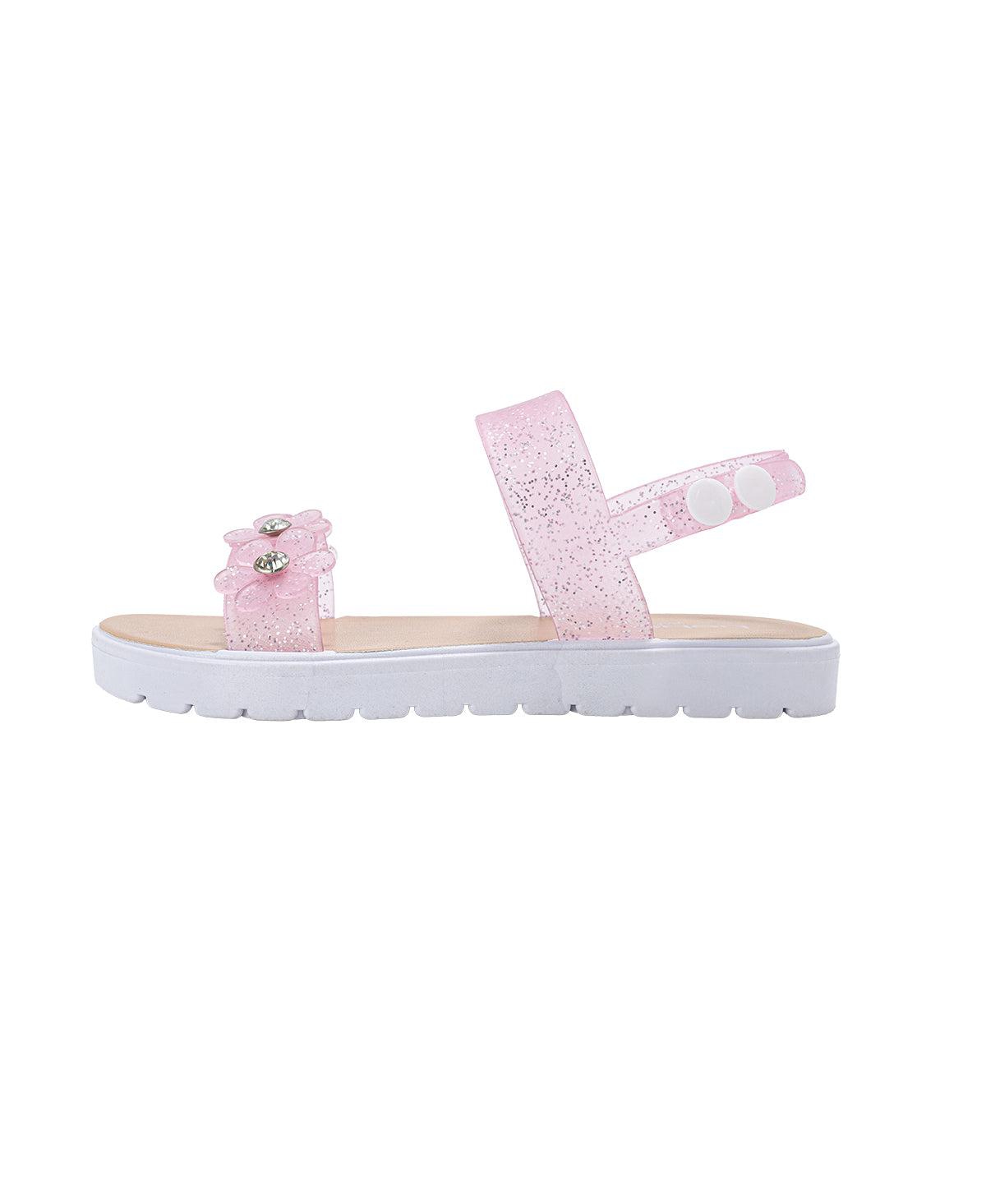 Bebe Girls Pcu sandal with Glitter Flower snd Rs