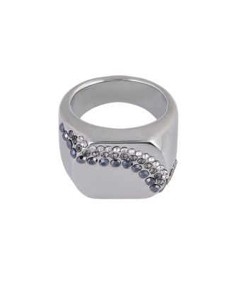 Laundry by Shelli Segal Silver Tone Square Ring with Crystal Stone Accents 16$