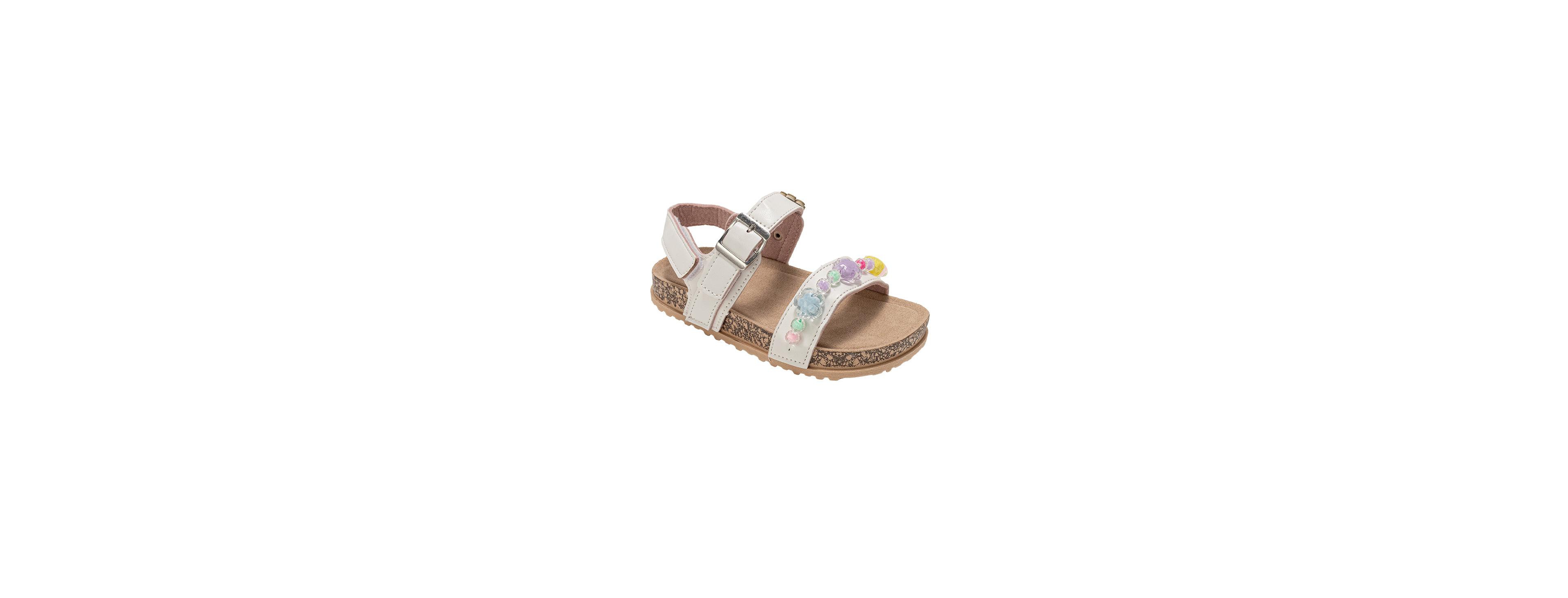 Bebe Little Girls Footbed Sandals - Comfortable Design & Beaded Ankle Strap
