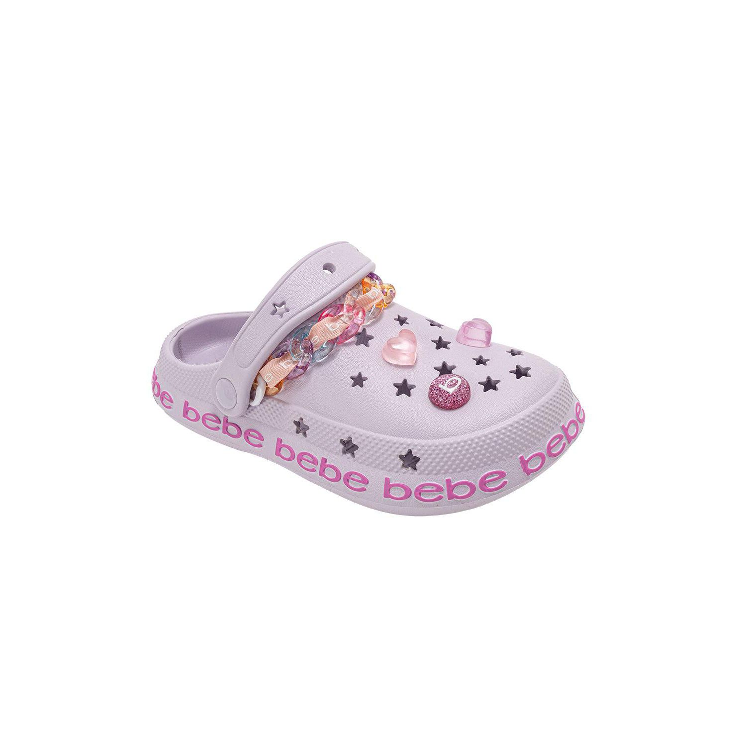 Little Girls EVA Clog with Chain with Logo Grosgrain Ribbon and Charms