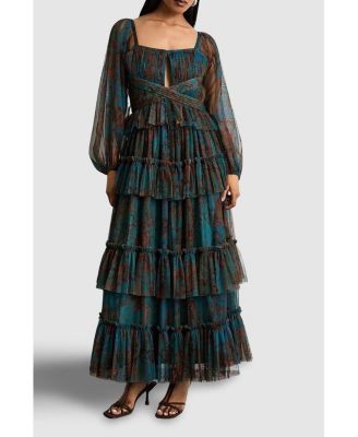 Women's Abstract Print Cut Out Maxi Dress