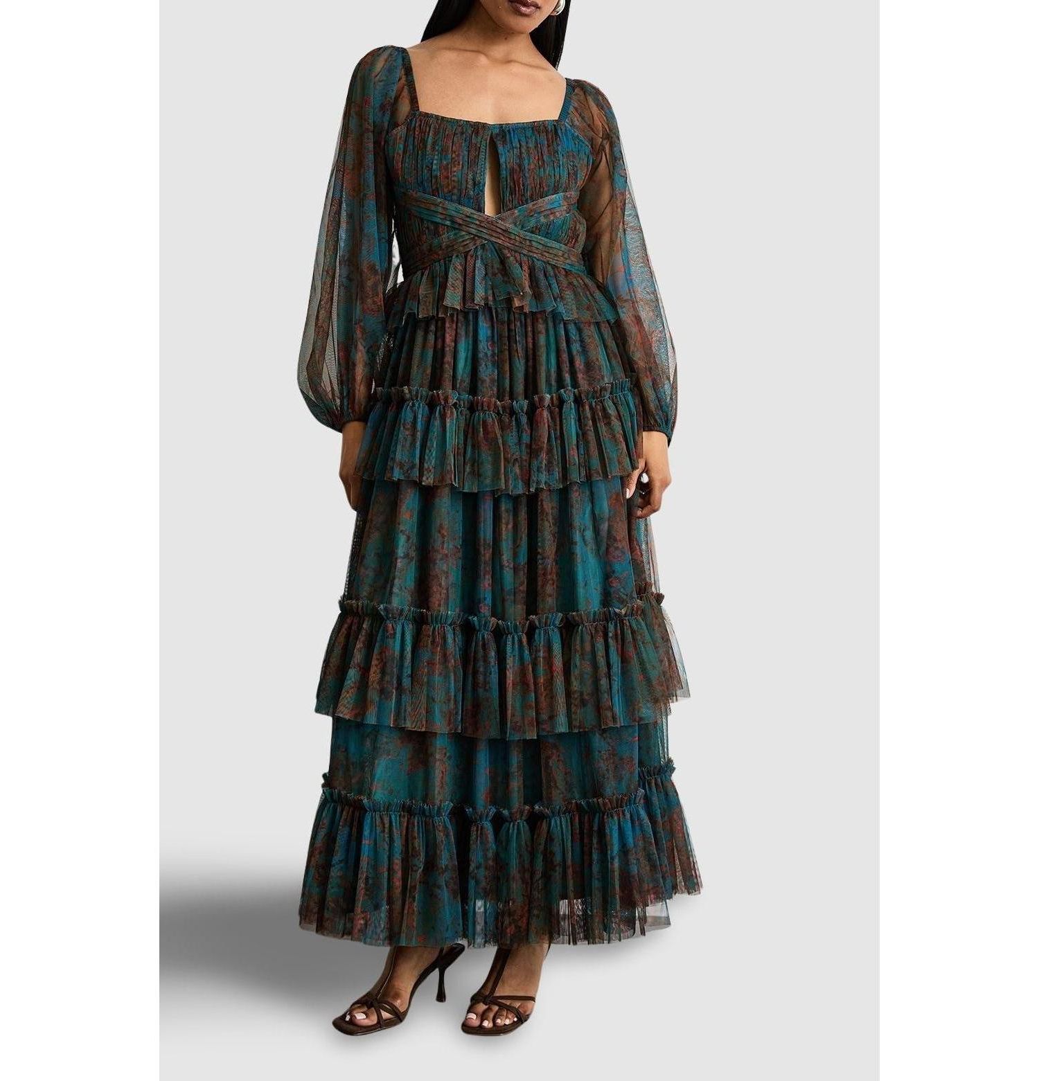 Women's Abstract Print Cut Out Maxi Dress