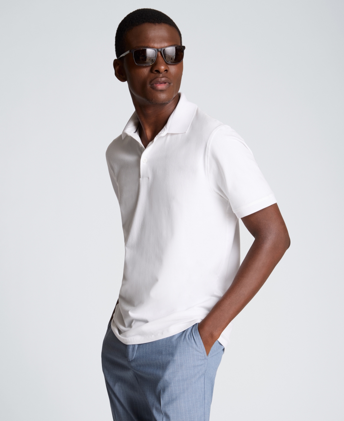 Kenneth Cole Men's Solid Button Placket Polo Shirt