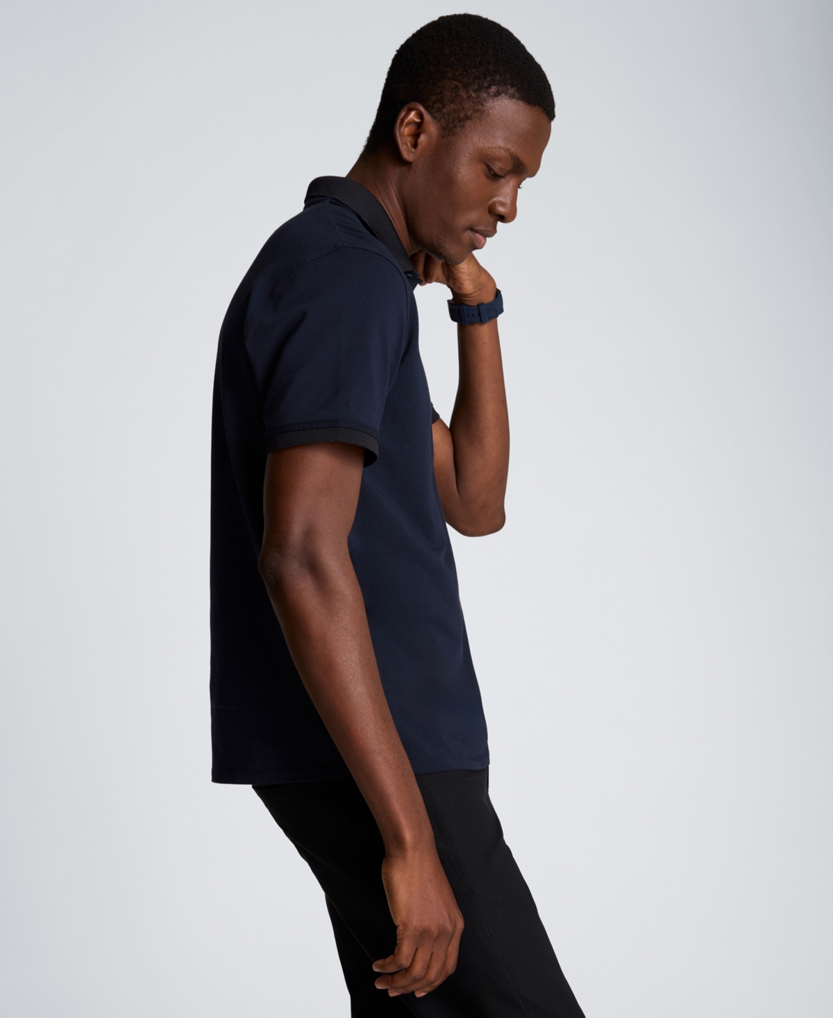 Kenneth Cole Men's Solid Button Placket Polo Shirt