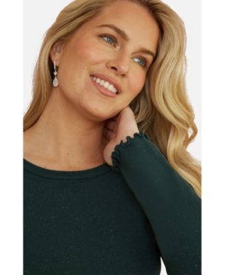 Women's Luminous Sparkle Knit Midi Sweater Dress