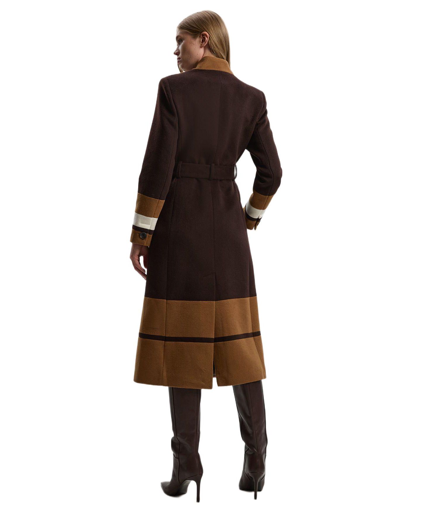 Женское пальто Karen Millen Brushed Wool Belted Midi, цвет: Шоколадный — фото 3