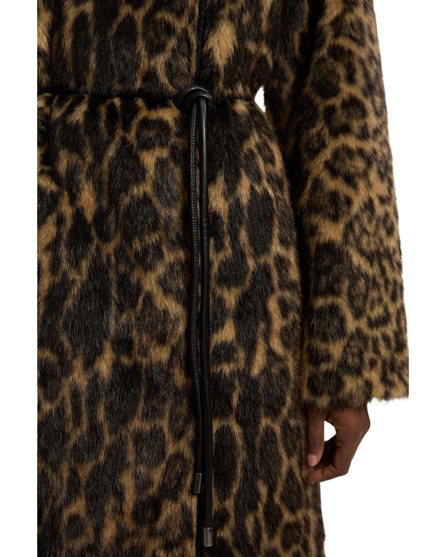 Женское пальто Karen Millen Faux Fur Collarless Tie Belted Midi — фото 6