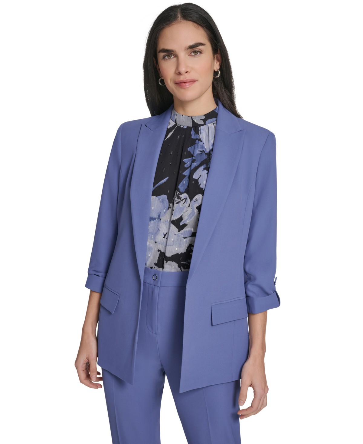 Женские Calvin Klein Women's Open-Front Roll-Sleeve Blazer — фото 1