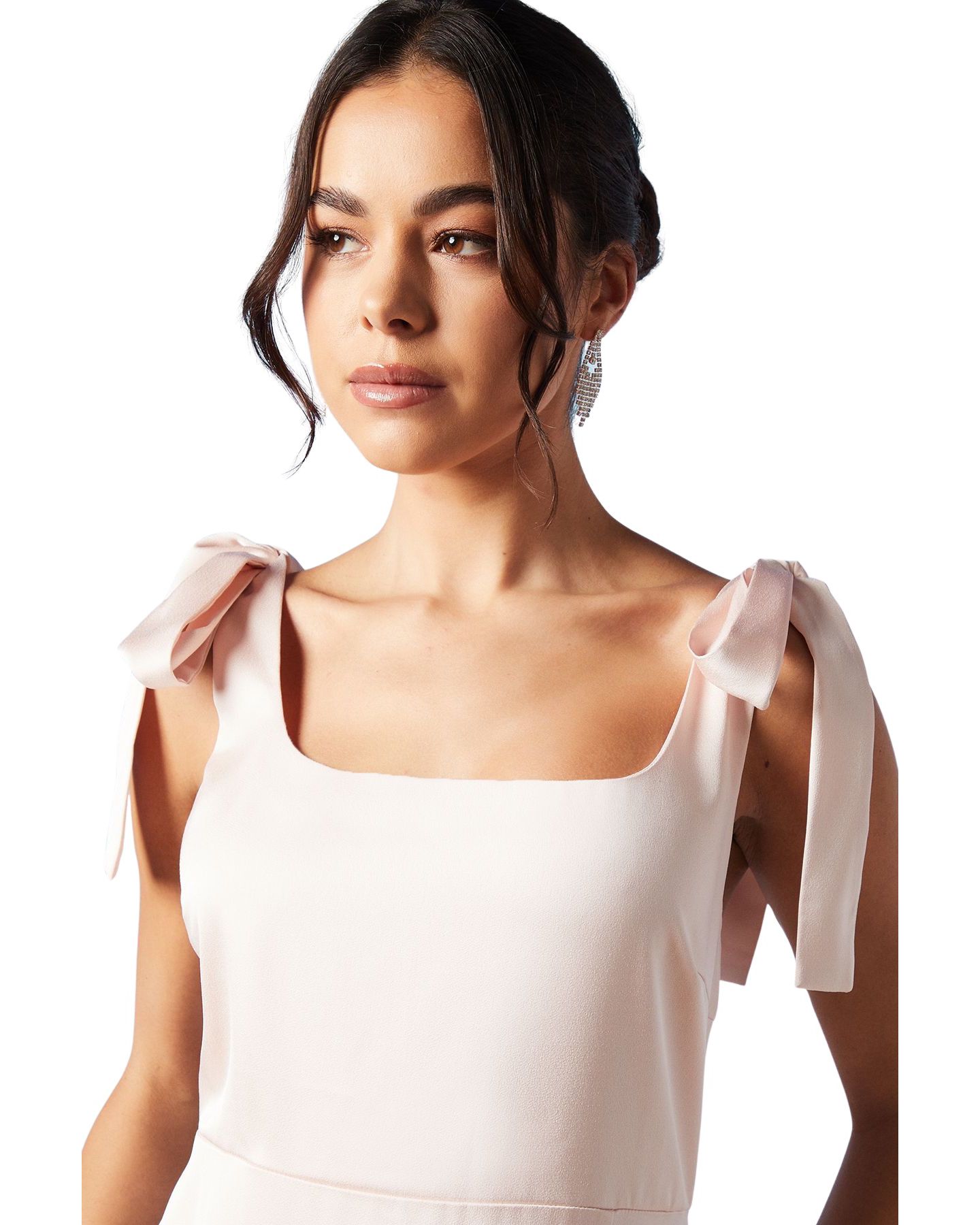 Женское платье Oasis Satin Midi Tie Shoulder Bridesmaid, цвет: Пудровый — фото 4