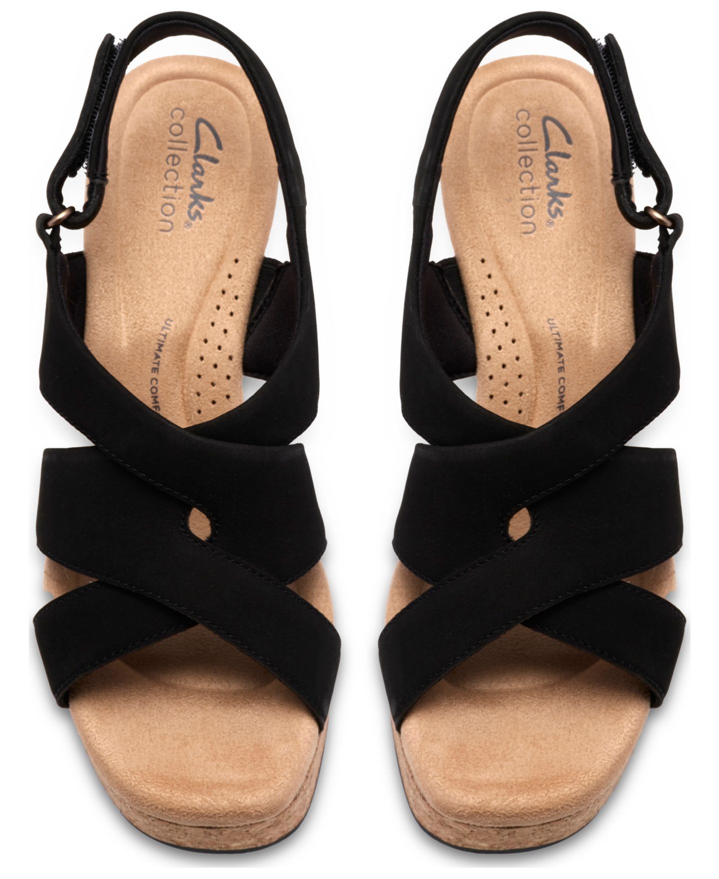Женские сандалии Clarks Nerisa Grace Round Toe Wedge, цвет: Чёрный нубуковый — фото 5