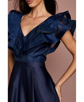 Women's Frill Shoulder Midi Dress
