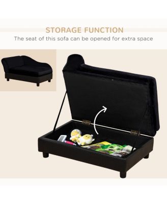 Small Pet Sofa with Storage & Tufted Cushion