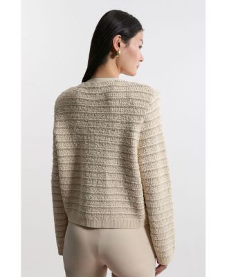 Women's Textured Military Trim Knit Jacket