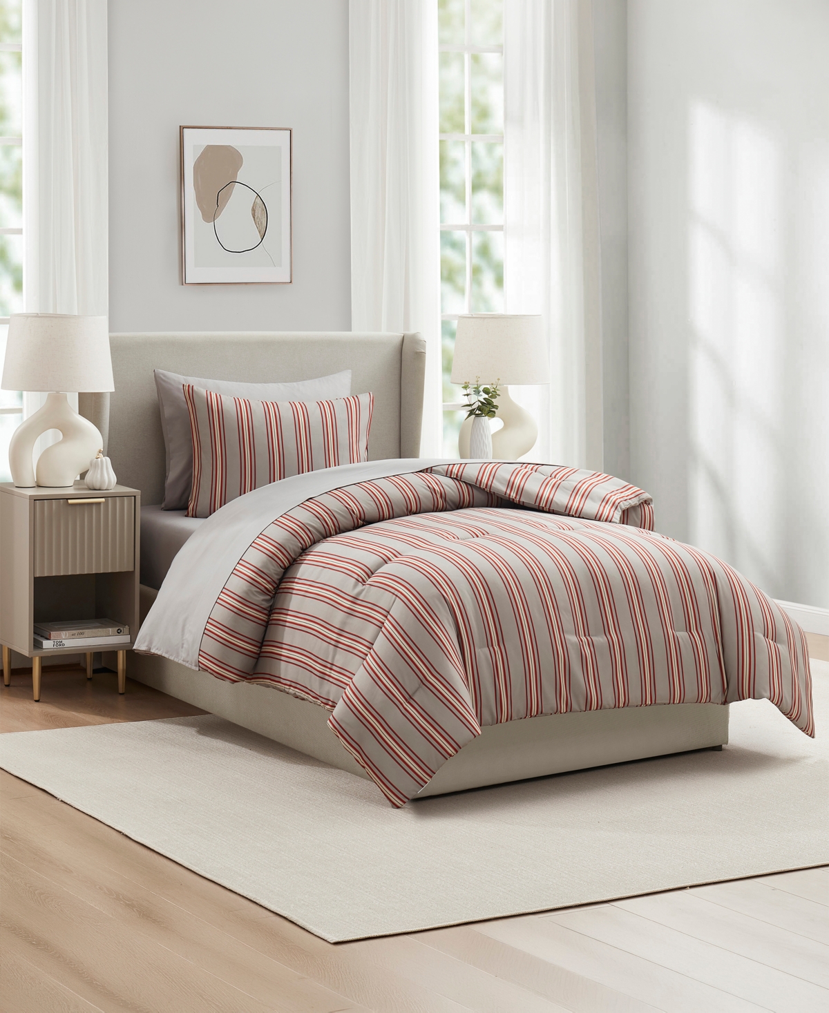 Nestl Luxury Soft Modern Striped Design 5-Pc. Comforter Set