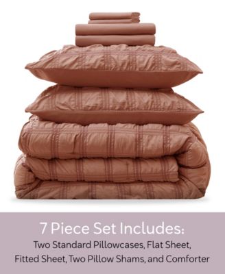 Luxury Soft Seersucker Design 7-Pc. Comforter Set, Queen