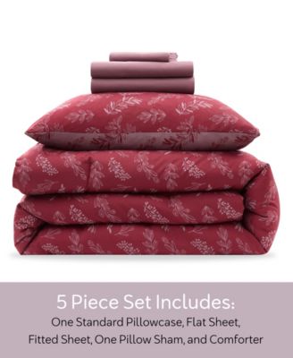 Luxury Soft Botanical Design 5-Pc. Comforter Set, Twin
