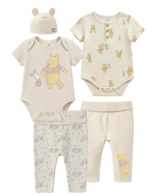 Baby Boys' or Baby Girls' Short-Sleeve Bodysuit, Pants and Hat, 5-Piece Set