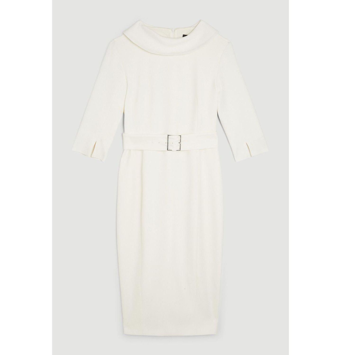 Женское платье Karen Millen Crepe Roll Neck Pencil Midi, цвет: Слоновая кость — фото 5
