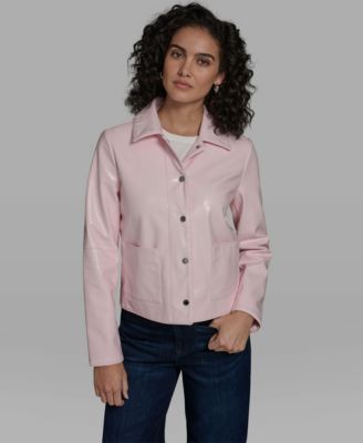 Women's Short Faux Patent Leather Jacket