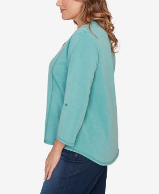 Plus Size Lace Applique French Terry Top