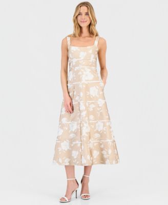 Women's Contrast-Cording A-Line Midi Dress