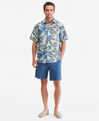 Men's Sand Linen Al Fresco Blooms Short-Sleeve Shirt