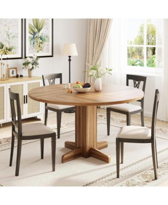 Round Dining Table for 4-6 People, 47 Inches Dining Room Table with Pedestal Base(Table Only)