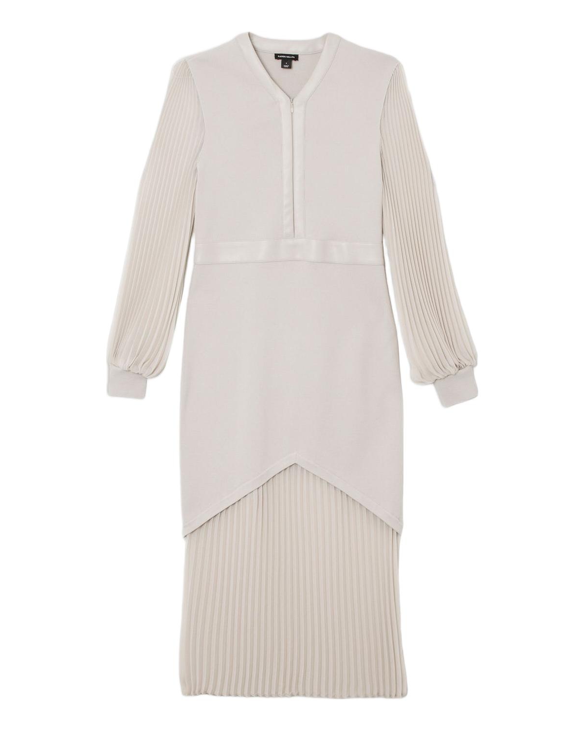 Karen Millen Women's Woven Sleeved Pleated Dress
