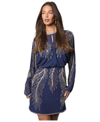 Women's Feather Embellished Mini Dress