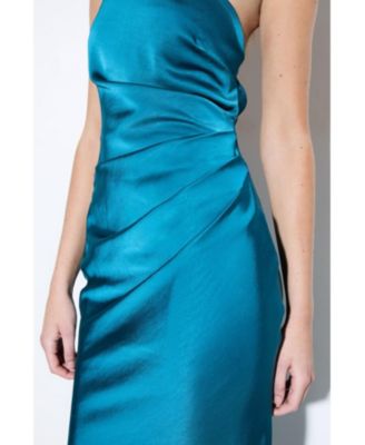Women's Satin Asymmetric Maxi Bridesmaid Dress