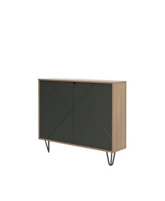Slim 2-Door Storage Accent Cabinet, Floating And Wall Mount Bar.