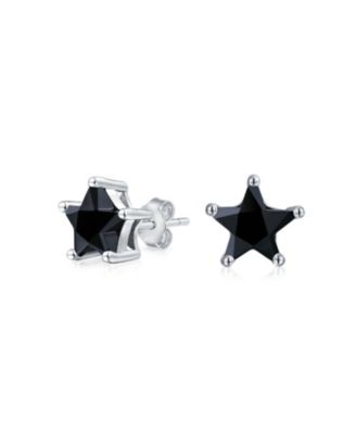 Set of 2 Small Clear Celestial USA CZ Star Stud Earrings Sterling Silver