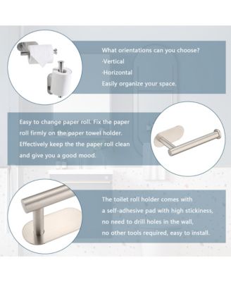 Self Adhesive Toilet Paper Holder - Stainless Steel, Rustproof, No Drilling, Wall Mount Bathroom Tissue Holder for Bathroom (Brushed Nicke)