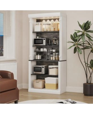 71'' Tall Bookcase with LED Lights, Free-Standing Library Bookshelf with 5-Tier Storage Shelves