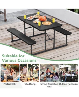 Picnic Table Bench Set for 2-4 People Outdoor Rectangular Camping Dining Table