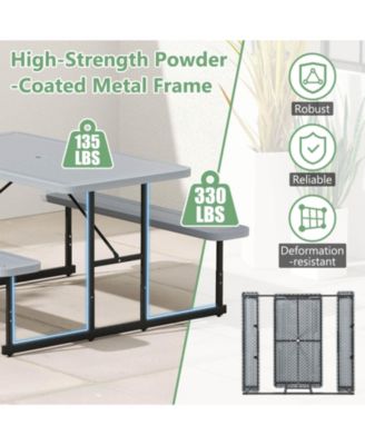 Picnic Table Bench Set for 2-4 People Outdoor Rectangular Camping Dining Table