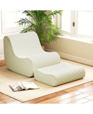 Bean Bag Chair with Ottoman High Elasticity Sponge Non-slip Bottom & Velvet Cover