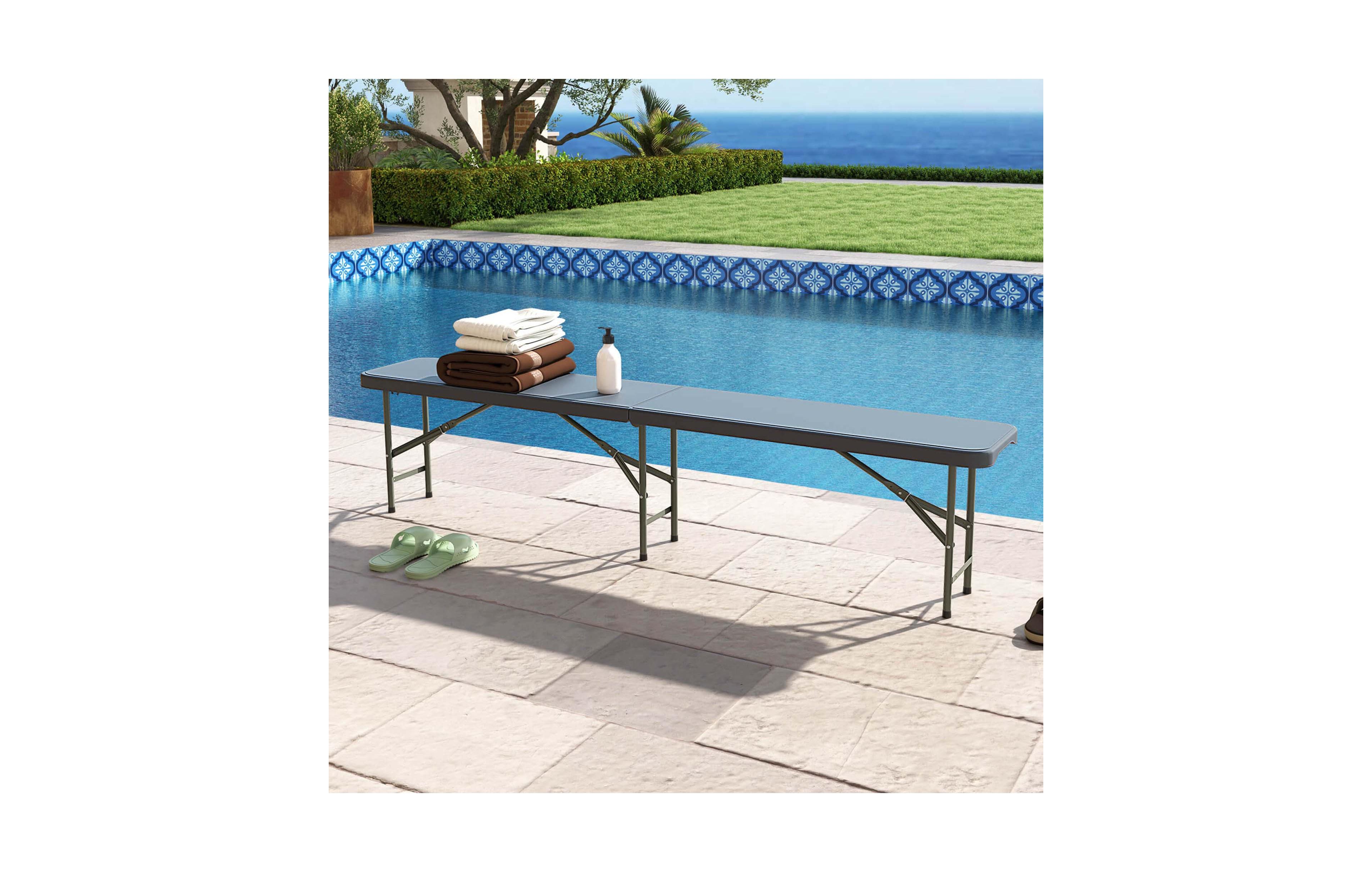 6 ft Plastic Folding Bench with 1320 Lbs Capacity Handle