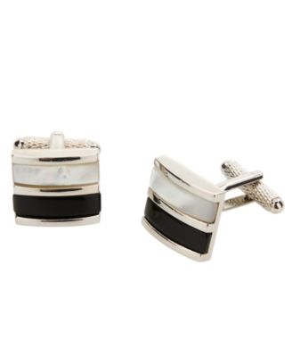 Men's Genuine Shell Obsidian Square Cufflinks