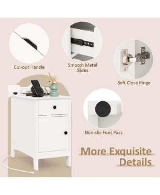 End Table with Charging Station Flip Top Bedside Table with USB Ports & Outlets