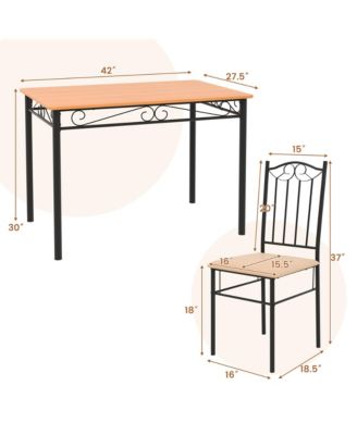 5 PCS Dining Set Wood Metal 30" Table & 4 Chairs Upholstered Kitchen Breakfast Furniture