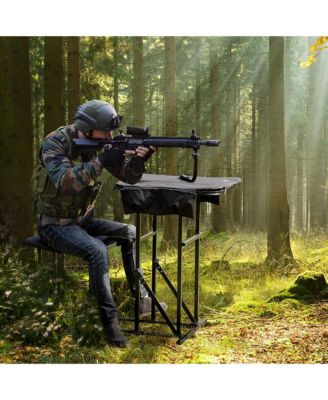 Foldable Shooting Table w/ Height Adjustable Hunting Gun Rest for Outdoor Range