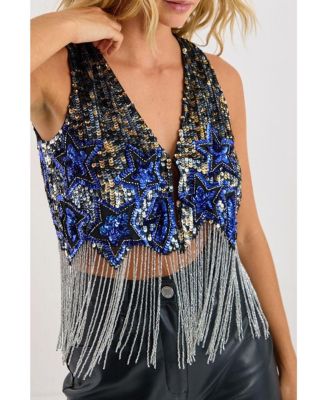 Women's Embellished Tassel Vest