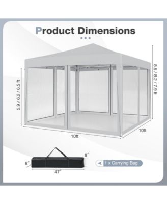 10x10 ft Pop-Up Canopy Tent with Mesh Netting, Instant Setup