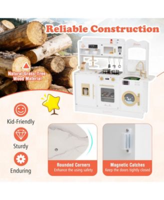 Children s Pretend Toy Kitchen Playset with Lights & Sounds, Interactive Fun