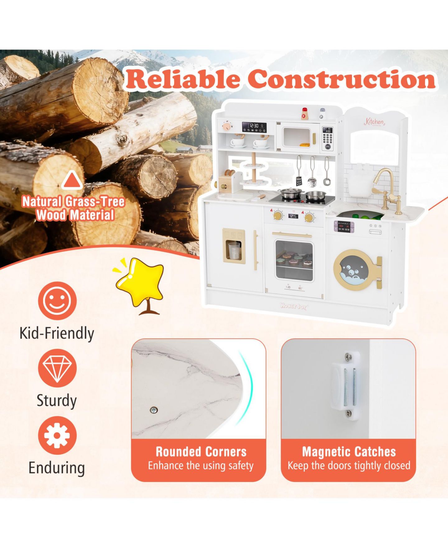 Детский игровой набор Mecale Little Chef Lights & Sounds 25-Piece Kitchen Playset, Ages 3+, цвет: Белый — фото 10