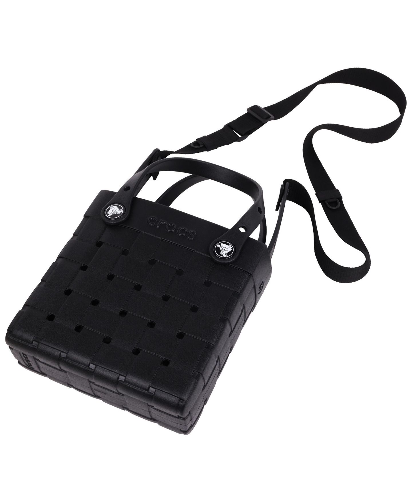 Женская сумка Crocs Small Woven Style Crocssbody Tote with Top Handles and removeable Crocssbody strap, цвет: Чёрный — фото 3