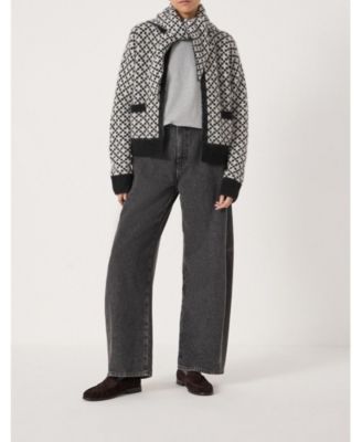 Women's Jacquard Wool Edge To Edge Cardigan